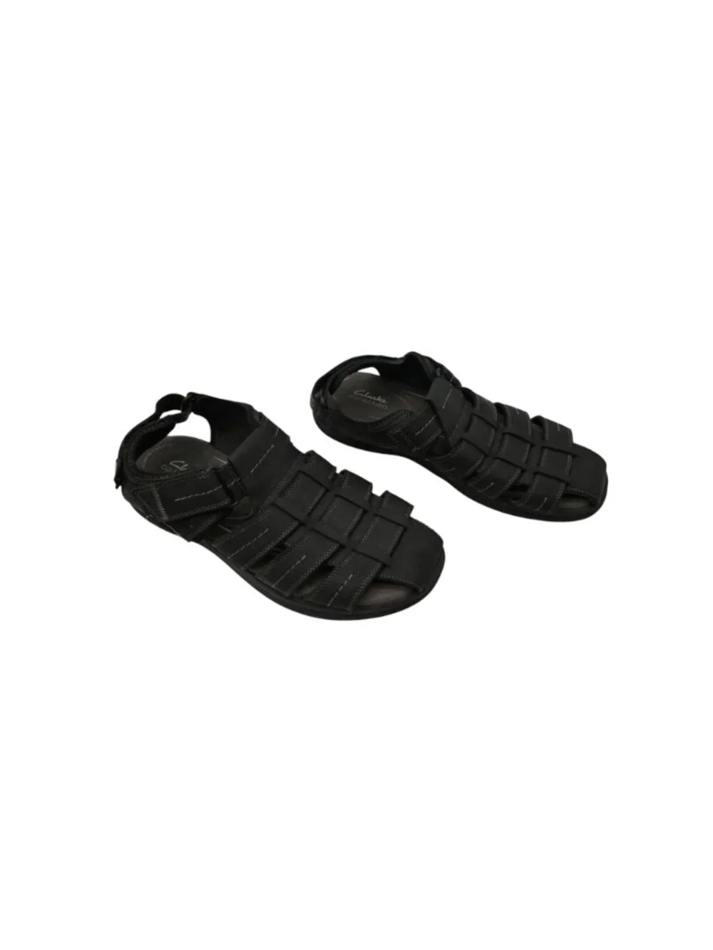 Clarks Walkford Fish Fisherman Sandals Sz 11 Black Tumbled Hook & Loop Comfort